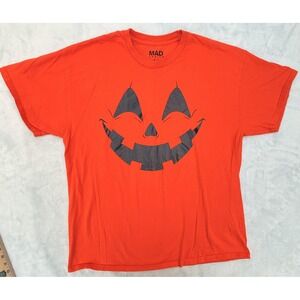 Mad Engine Pumpkin Jack-O-Lantern Shirt Mens XL Orange Halloween Graphic Tee